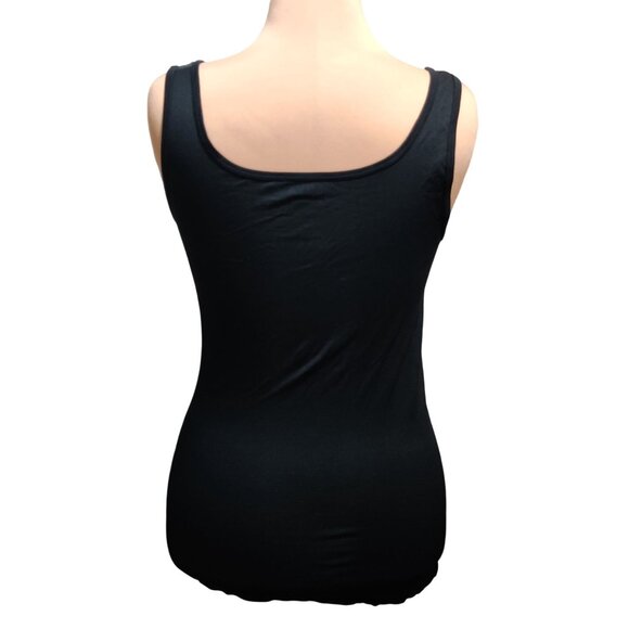 LOVE 83 L XL Juniors Womens Tank Top Black Scoop Neck Fitted Layering Stretch - Picture 4 of 12